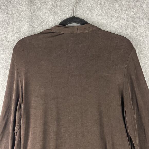 Chicos Travelers Cardigan Womens Large 2 Brown Slinky Knit Open Front Casual - Picture 10 of 11